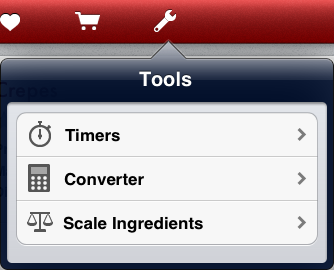 Tools Button (Paprika for iPad v1.6.0)
